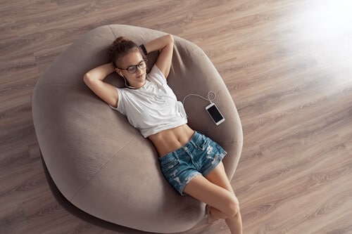girl lying on a massage chair 